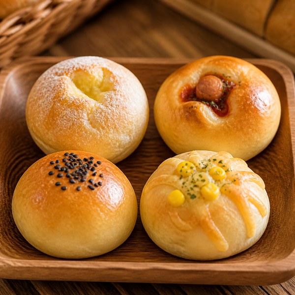 小さな手作りパンが4つ並んだちびっこシリーズ